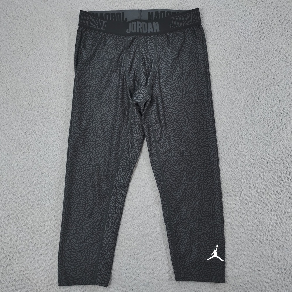 Jordan Training Compression Pants Youth Large Gray Good Elephant Print Dri-Fit